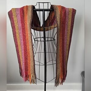 Beautiful Soft Multicolor Striped Scarf with Shimmer Retro 70's Aesthetic